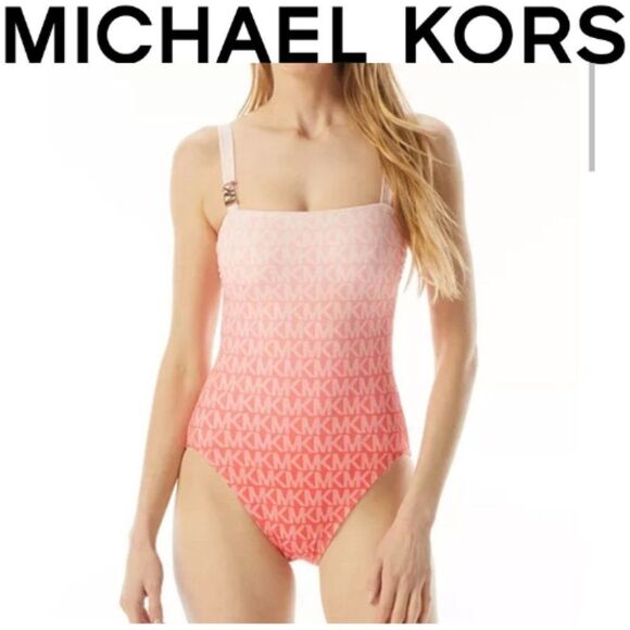 MICHAEL Michael Kors Women's Underwire Square-Neck Logo One-Piece Swimsu… - Picture 1 of 8